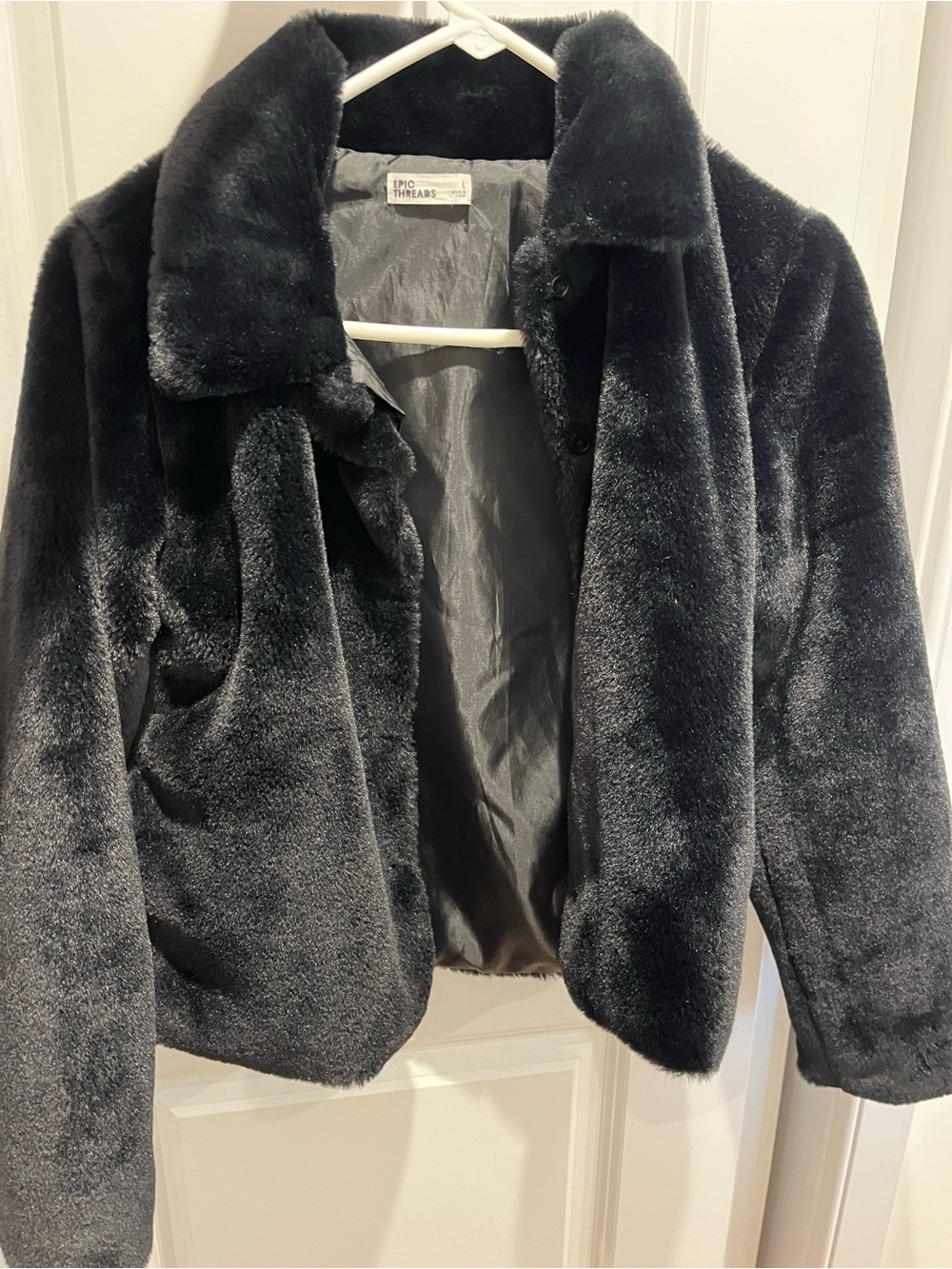 EPIC THREADS Black Faux Fur Big Girl’s Jacket